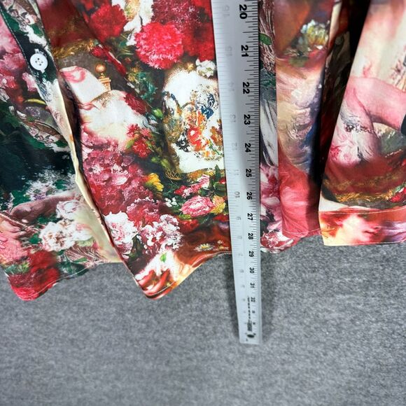 PrettyLittleThing Shirt Women 10 Pink Floral Button Up Collared Long Sleeve - Picture 6 of 7